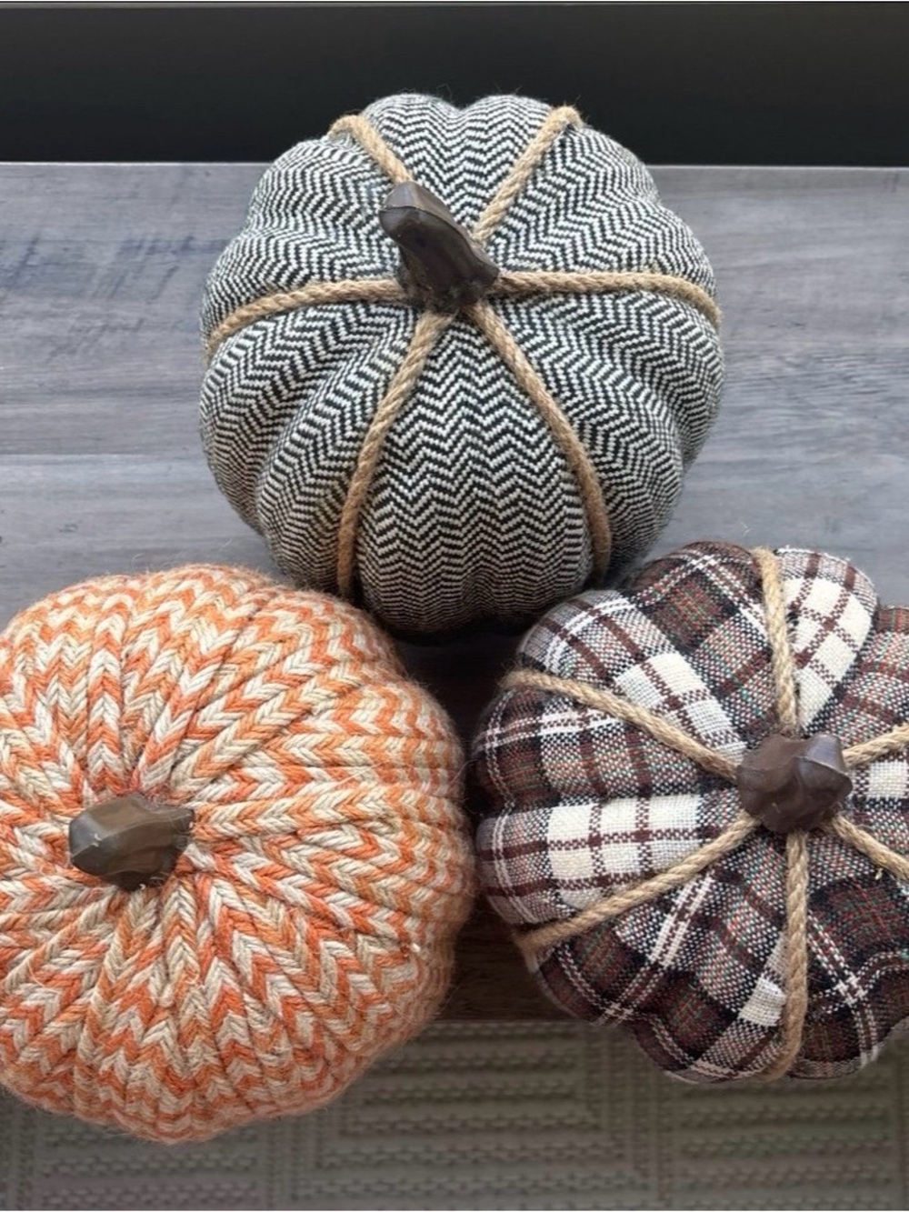 Target Threshold Fabric Pumpkin Trio - Gray, Orange, Brown Fall Decor